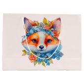 キュートオレンジキツネとフローラクラウン ラージペーパーバッグ (裏面)