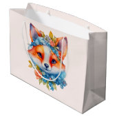 キュートオレンジキツネとフローラクラウン ラージペーパーバッグ (裏面アングル)