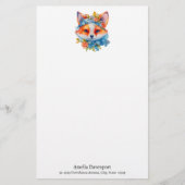 キュートオレンジキツネとフローラクラウン 便箋 (正面)