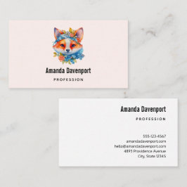 キュートオレンジキツネとフローラクラウン 名刺