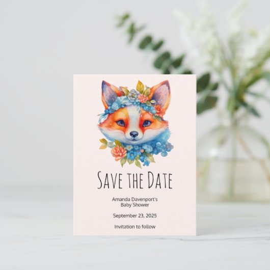 キュートオレンジキツネとフローラクラウン 案内ポストカード (スタンド正面)