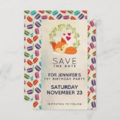 キュートオレンジキツネとリース誕生日 セーブザデート (正面/裏面)