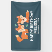 キュートオレンジキツネグラフィックイラストレーション誕生日 横断幕 (縦)