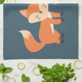 キュートオレンジキツネグラフィックイラストレーション キッチンタオル (折り畳み)