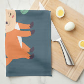 キュートオレンジキツネグラフィックイラストレーション キッチンタオル (四つ折り)