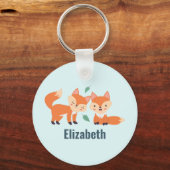 キュートオレンジキツネグラフィックイラストレーション キーホルダー (正面)