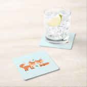 キュートオレンジキツネグラフィックイラストレーション スクエアペーパーコースター (インサイチュ)