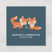 キュートオレンジキツネグラフィックイラストレーション スクエア名刺 (正面)