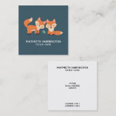 キュートオレンジキツネグラフィックイラストレーション スクエア名刺 (正面/裏面)