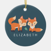 キュートオレンジキツネグラフィックイラストレーション セラミックオーナメント (正面)