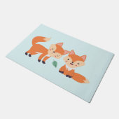 キュートオレンジキツネグラフィックイラストレーション ドアマット (アングル)