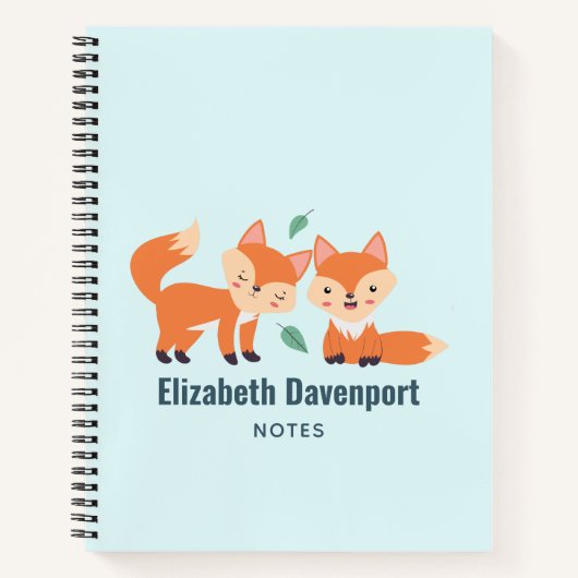 キュートオレンジキツネグラフィックイラストレーション ノートブック (正面)