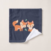キュートオレンジキツネグラフィックイラストレーション バスタオルセット (ウォッシュタオル)