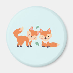 キュートオレンジキツネグラフィックイラストレーション マグネット