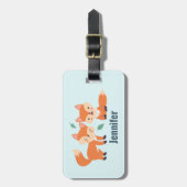 キュートオレンジキツネグラフィックイラストレーション ラゲッジタグ (正面縦)