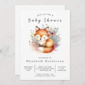 キュートオレンジキツネテーマキツネベビーシャワー 招待状 (正面/裏面)