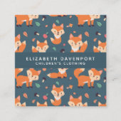 キュートオレンジキツネパターンイラストレーション スクエア名刺 (正面)