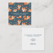 キュートオレンジキツネパターンイラストレーション スクエア名刺 (正面/裏面)