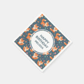 キュートオレンジキツネパターンハッピーバースデー スタンダードカクテルナプキン (角)