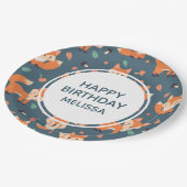 キュートオレンジキツネパターンハッピーバースデー ペーパープレート (アングル)