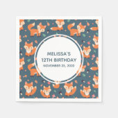 キュートオレンジキツネパターン誕生日 スタンダードカクテルナプキン (正面)