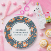 キュートオレンジキツネパターン誕生日 ペーパープレート (パーティー)