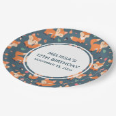 キュートオレンジキツネパターン誕生日 ペーパープレート (アングル)