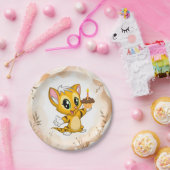 キュートオレンジキティキャット誕生日紙プレート ペーパープレート (パーティー)