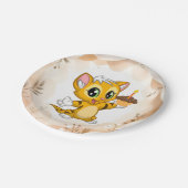 キュートオレンジキティキャット誕生日紙プレート ペーパープレート (アングル)