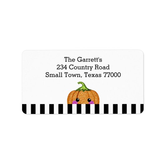 キュートオレンジグリッターカボチャパーソナライズされたアドレス ラベル (正面)