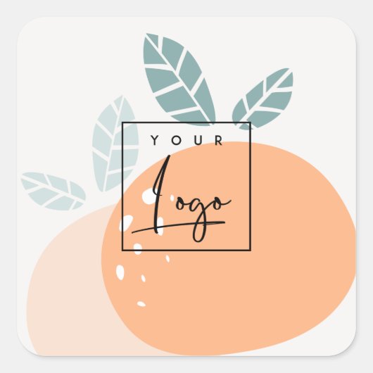 キュートオレンジグリーン抽象芸術フルーティはっきりしたシトラスロゴ スクエアシール (正面)