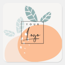 キュートオレンジグリーン抽象芸術フルーティはっきりしたシトラスロゴ スクエアシール