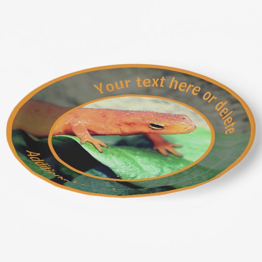 キュートオレンジサラマンダー自然パーソナライズされたパーティー ペーパープレート (アングル)