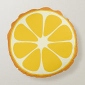 キュートオレンジスライス柑橘系フルーツおもしろいグルメおもしろい ラウンドクッション (裏面)