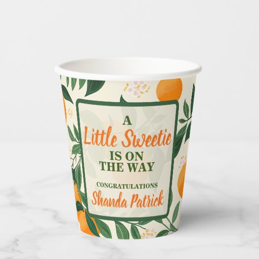 キュートオレンジテーマベビーシャワー 紙コップ (正面)