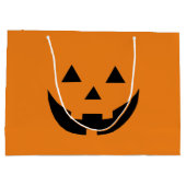 キュートオレンジハロウィーンのカボチャのちょうちんカボチャ顔ハロウィン ラージペーパーバッグ (裏面)