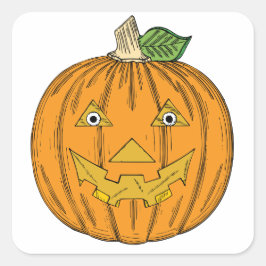 キュートオレンジハロウィーンのカボチャのちょうちんカボチャ スクエアシール