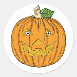 キュートオレンジハロウィーンのカボチャのちょうちんカボチャ ラウンドシール
