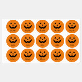 キュートオレンジハロウィーンのカボチャのちょうちん名前をカスタムするハロウィーン ラベル (シート)