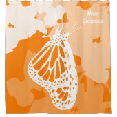 キュートオレンジハローゴージャス（昆虫）オオカバマダラ、モナーク蝶 シャワーカーテン (正面)