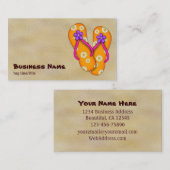 キュートオレンジフラワービーチサンダルビーチ 名刺 (正面/裏面)