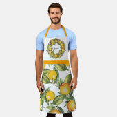 キュートオレンジフルーツデザインパーソナライズされた名 エプロン (着用した状態)