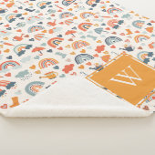 キュートオレンジブルー春レインボークラウドパターン シェルパブランケット (3/4)