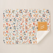 キュートオレンジブルー春レインボークラウドパターン シェルパブランケット (正面(横))