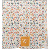 キュートオレンジブルー春レインボークラウドパターン シャワーカーテン (正面)