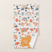 キュートオレンジブルー春レインボークラウドパターン バスタオルセット (ハンドタオル)