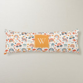 キュートオレンジブルー春レインボークラウドパターン ボディピロー