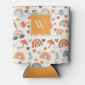 キュートオレンジブルー春レインボークラウドパターン 缶クーラー (正面)