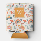 キュートオレンジブルー春レインボークラウドパターン 缶クーラー (裏面)