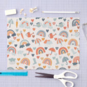 キュートオレンジブルー春レインボークラウドパターン 薄葉紙 (クラフト)